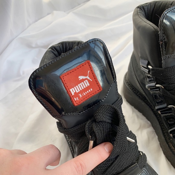 Puma Fenty By Rhianna Black Eyelet Platform Boots Size 6 - Picture 4 of 10